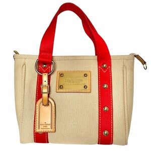 Louis Vuitton Antigua Cabas PM Mini Tote Bag with Vachetta Leather Luggage Tag